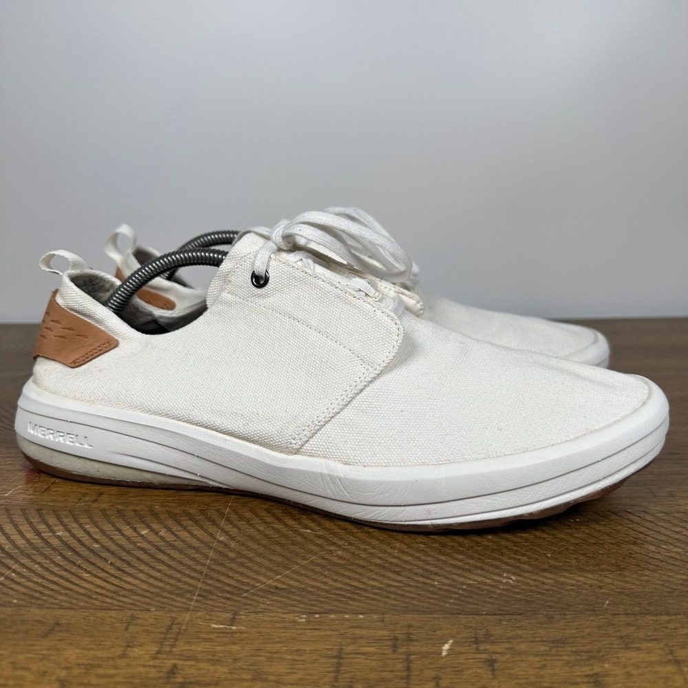 Merrell Shoes Mens 12 White Gridway Canvas Vibram Casual Walking Sneakers